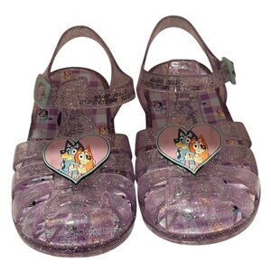 Little Girls Size 9 Jelly Sandals, Bluey & Bingo, Purple Sparkle EUC